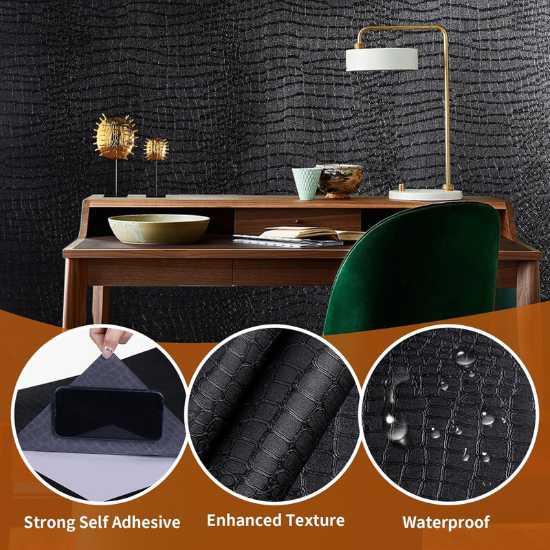 Removable Crocodile Texture Wallpaper - Self-Adhesive, Waterproof, Scratch-Resistant, Embossed Design For Cabinets, Bedrooms, And More