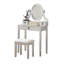  Ensemble de meuble-lavabo 30 "en bois massif avec miroir ovale et tabouret, argent. 