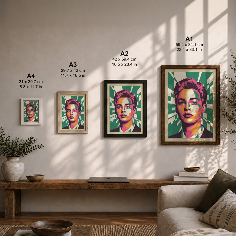 Portrait Pop Art - Framed Print, A3 - 42.0 x 29.7 cm, White