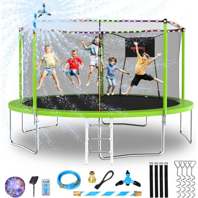 Sapphome Round Backyard Trampoline with Safety Enclosure