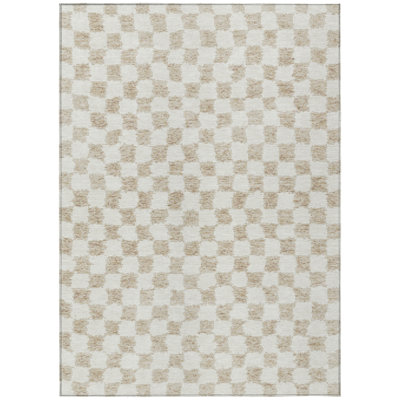Machine Washable Indoor/Outdoor Xhevrie Beige Rug