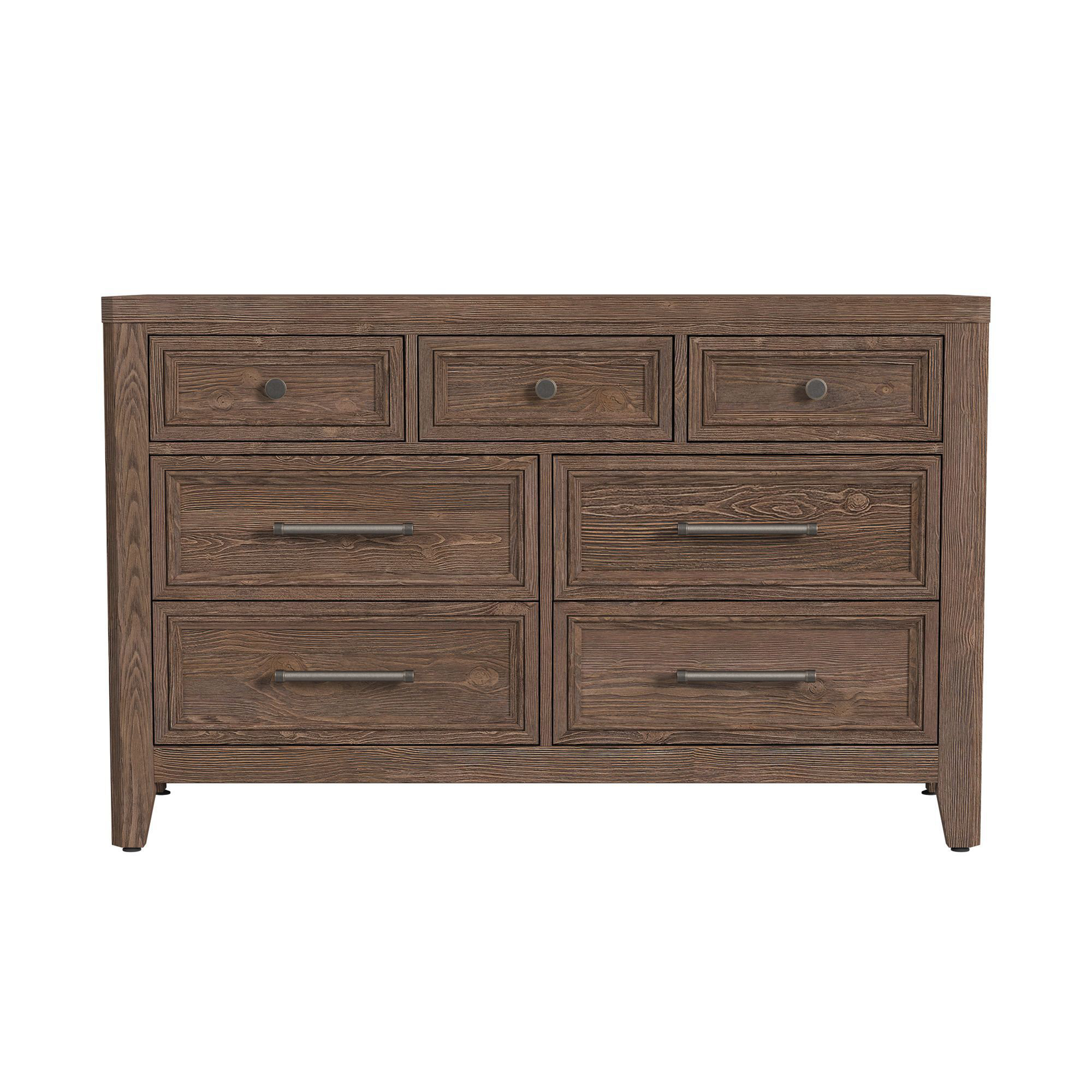 Jemma 7-Drawer Solid Wood Dresser, Harvest Brown