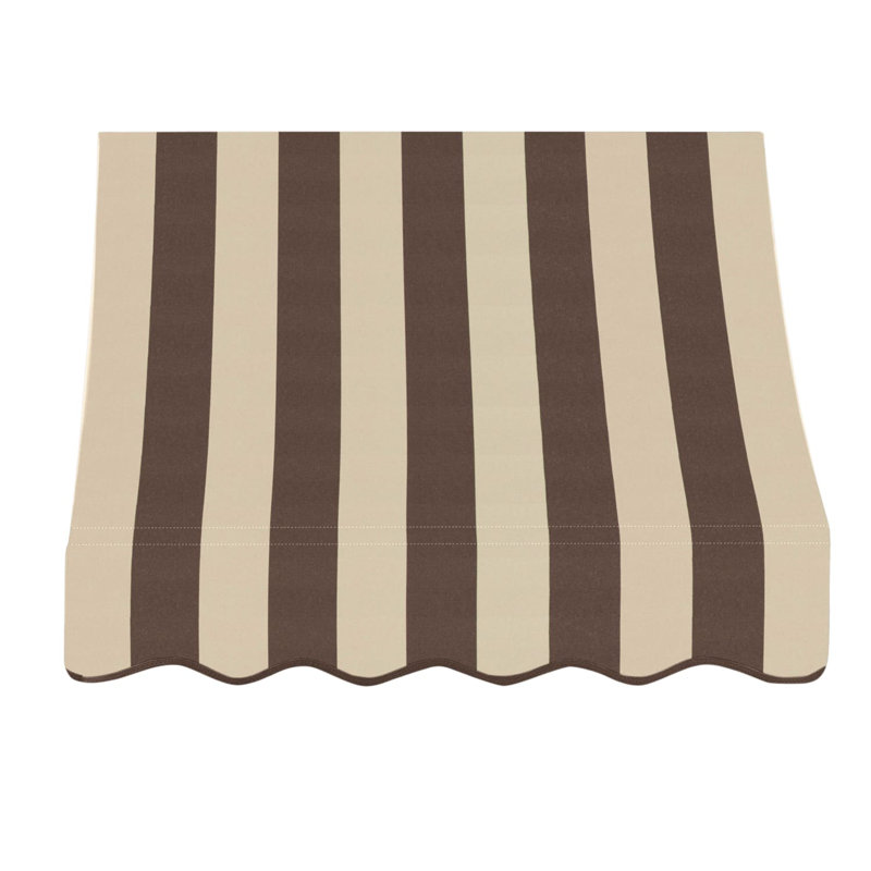 Awntech Nantucket Acrylic Fabric Fixed Awning, 44" H x 88.5" W x 36" D, Brown/Tan Stripe