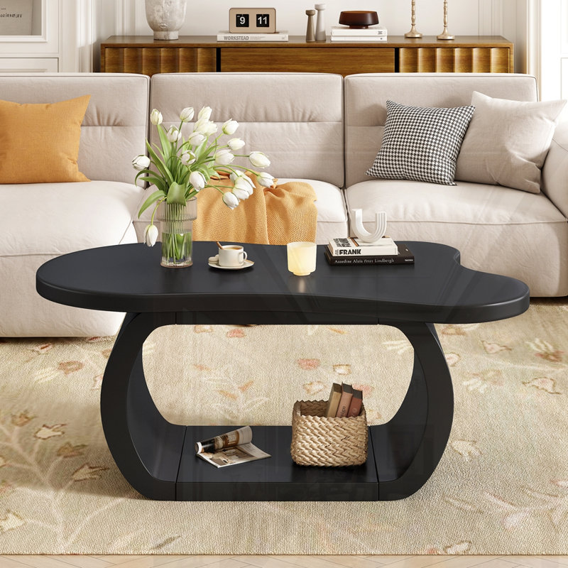 Table basse Modern Cloud avec plateau épais de 1,5 po, Noir