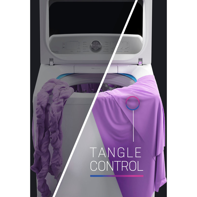 GE Profile 5.3 cu. ft. ENERGY STAR Top Load Washer with Smarter Wash Technology and FlexDispense + 7.4 cu. ft. ENERGY STAR Smart Gas Dryer with Sanitize Cycle and Sensor Dry