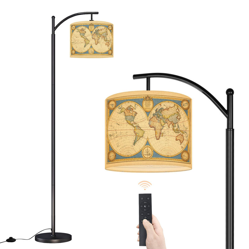 Lampe sur pied à arc avec abat-jour réglable Old Map