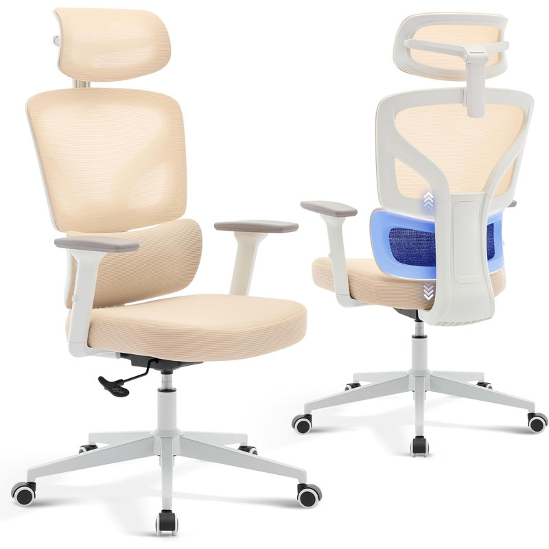 Rebrilliant Office Chair, White Frame | Khaki Network