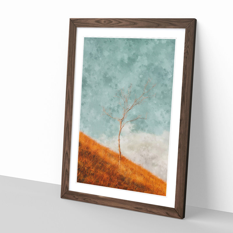 Lonely Tree - Framed Print, 33cm H x 24cm W x 2cm D, Walnut Framed