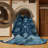 Machine Washable Overdyed Blue Area Rug-1703607176
