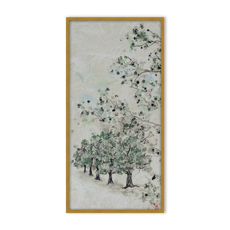 Nature Inspired "Budding Spring" Canvas Wall Art By , 16" H x 8" W x 1.125" D, Black, Framed Print