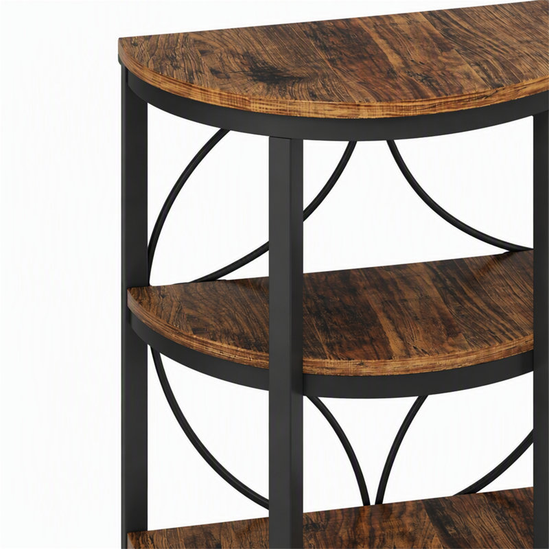 Table de bout demi-ronde, Brun et noir, Brown