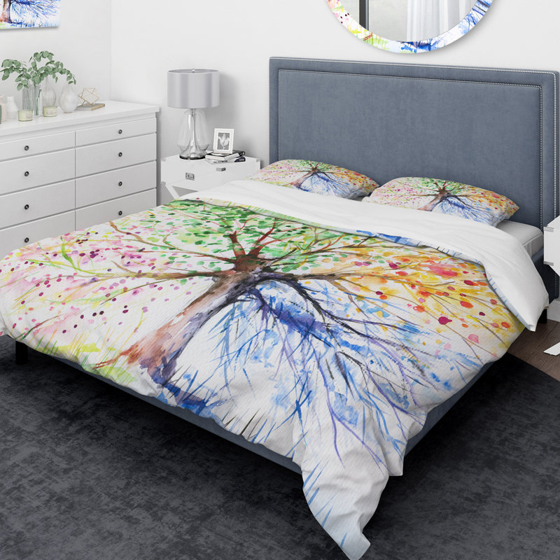 Farmhouse / Country Floral Duvet Cover, Queen Duvet Cover + 2 Shams