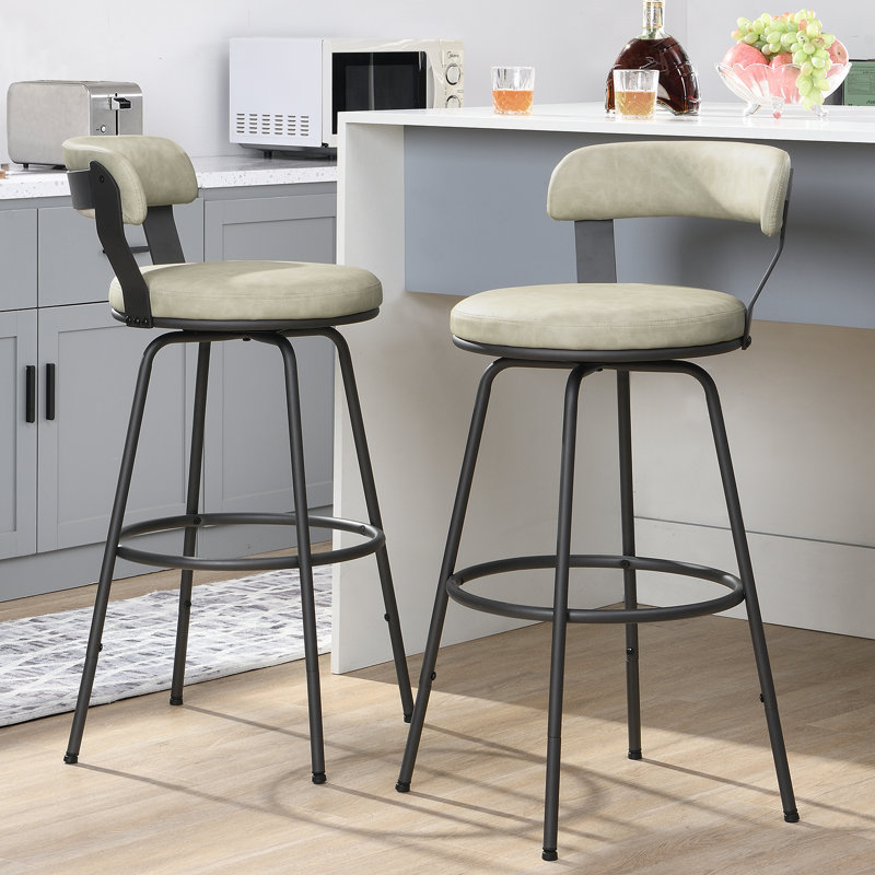 Tabouret de bar et de comptoir pivotant à dossier bas Kipton, Tabouret de bar (siège d’une hauteur de 30 po), Beige