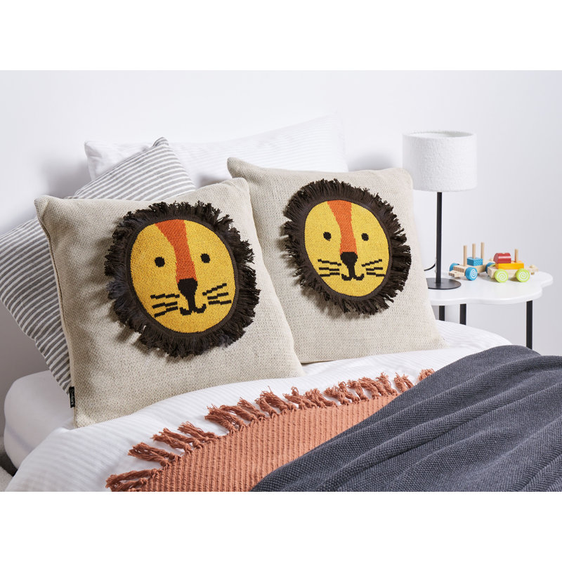 Anicette Animal Print Beige Square Cushion