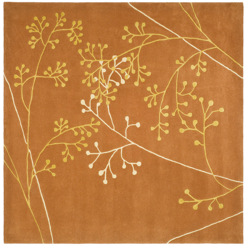 Soho Hand Tufted Wool Floral Rug, Square 6'