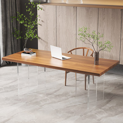 Bureau flottant moderne en bois massif et acrylique