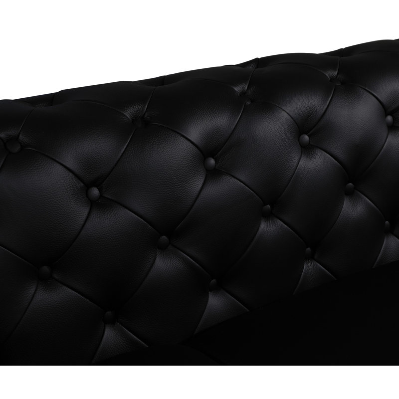 Canapé inclinable rembourré en mousse à 3 couches 100% cuir noir avec coins