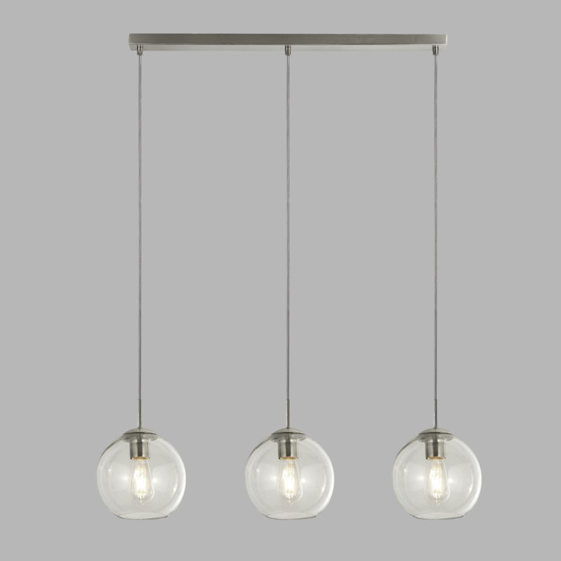 Demeter 3-Light Kitchen Island Chandelier, Chrome/Clear