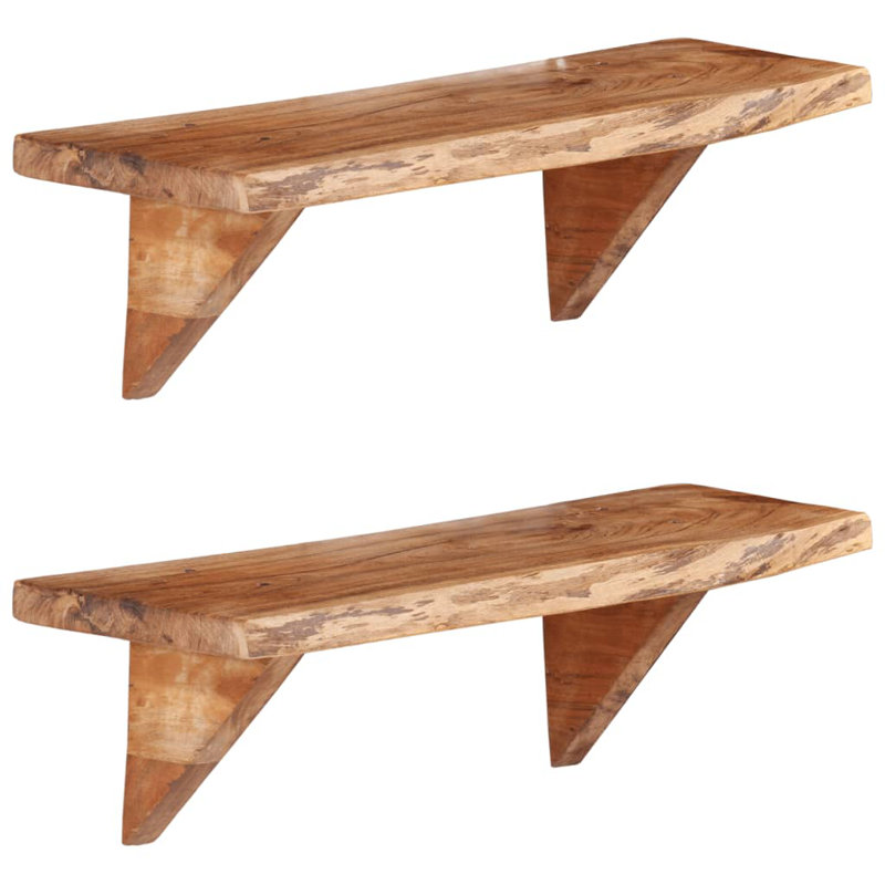 Tablettes murales Tablettes flottantes en bois d'acacia massif, H 7,1 po x l 23,6 po x P 7,9 po
