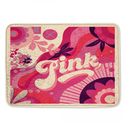 Tapis de bain rétro à fleurs roses