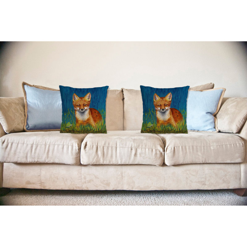 Fox Outdoor Reversible Throw Pillow