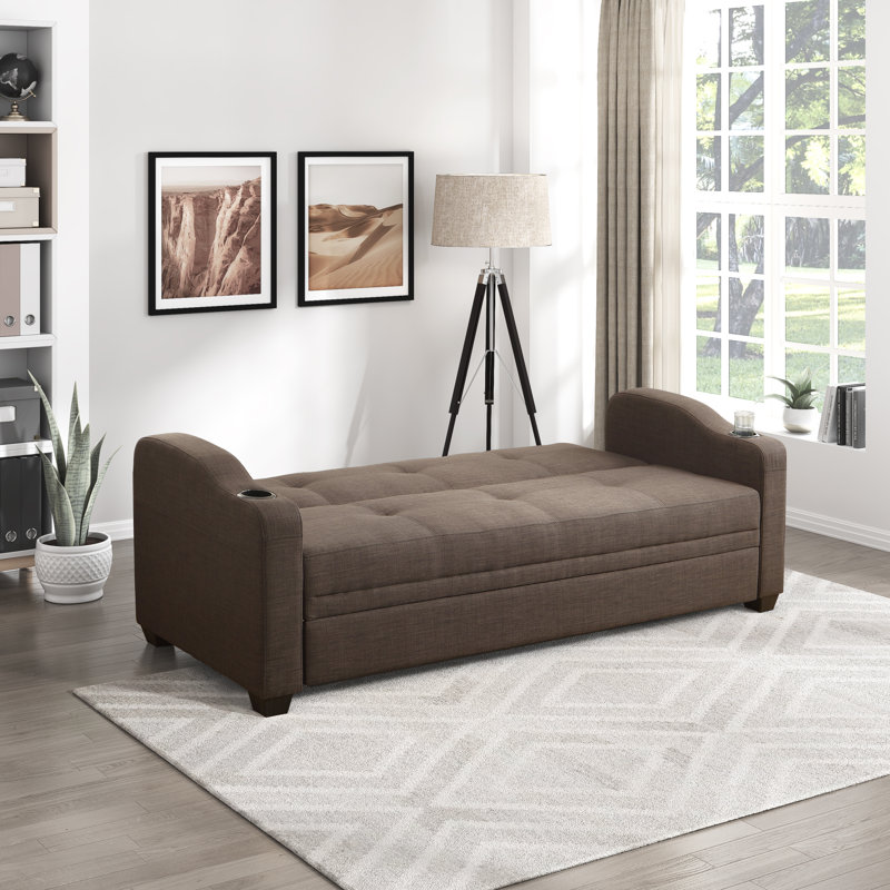 Canapé-lit convertible moderne et contemporain de 82,5 po avec revêtement en tissu texturé Brigitzer