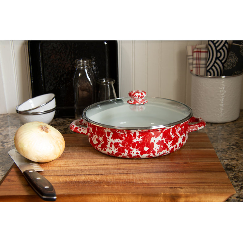 Swirl Saute Pan with Lid, Red, 5 Qt.