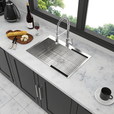 Dmond Premium Drop-In Single Bowl Kitchen Sink - Durable Stainless Steel