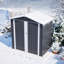 Remise de rangement extérieure en métal 6 X 4 pi, grise, outil de jardin imperméable pour la cour arrière, porte verrouillable - remise extérieure à couche protectrice, pelouse, structure en acier galvanisé renforcé, toit incliné, premières caractéristiques