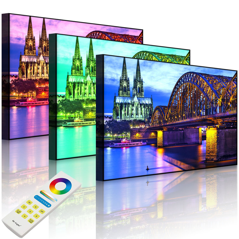Wonderful Hohenzollern Bridge At Night by No - Wrapped Canvas Print, 70cm H x 100cm W x 4.5cm D, Without lighting