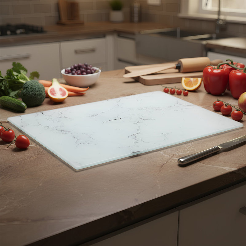 Harbour Housewares - Rectangular Glass Chopping Board, 40 W cm x 30 L cm