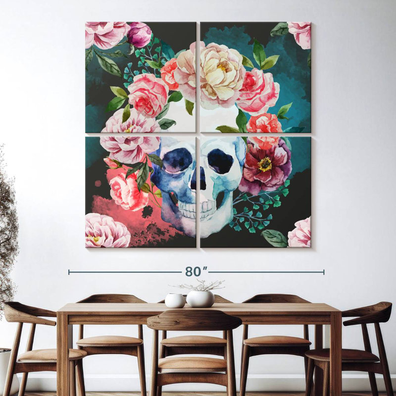 Crâne floral, H 74 po x l 74 po