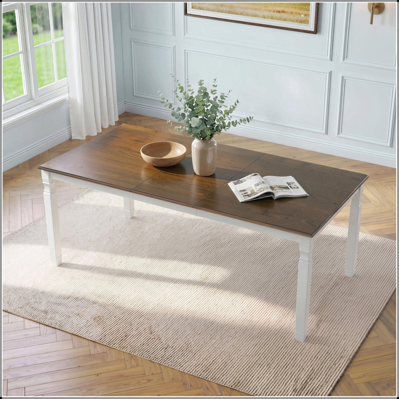 Table de salle à manger extensible de style campagne moderne en brun et beige