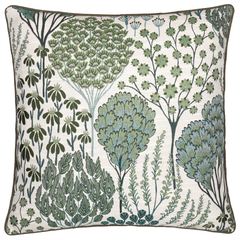 Floral Green Square Cushion, Pillow Cover Only - No Insert