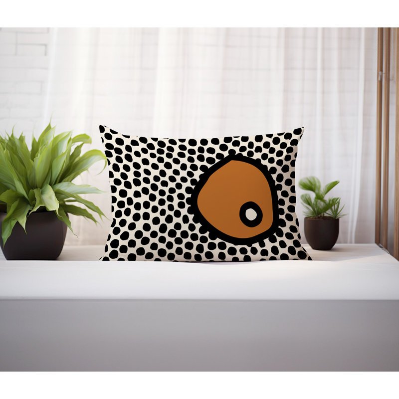Coussin lombaire réversible intérieur / extérieur Jai Abstract, H 14 po x l 20 po, Orange brûlé
