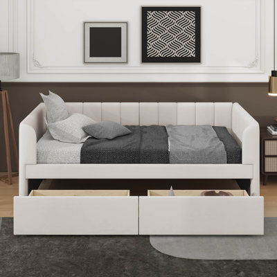 Twin Size Upholstered Daybed With Drawers