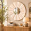 Grand miroir mural abstrait en bois de teck Cole and Grey