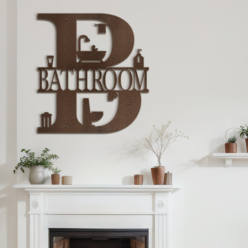 BATHROOM-Black And Gold Dimensional Iron Wall Sculpture Metal Wall Art Modern Bathroom Decor, 32" H x 29.76" W x 0.05" D