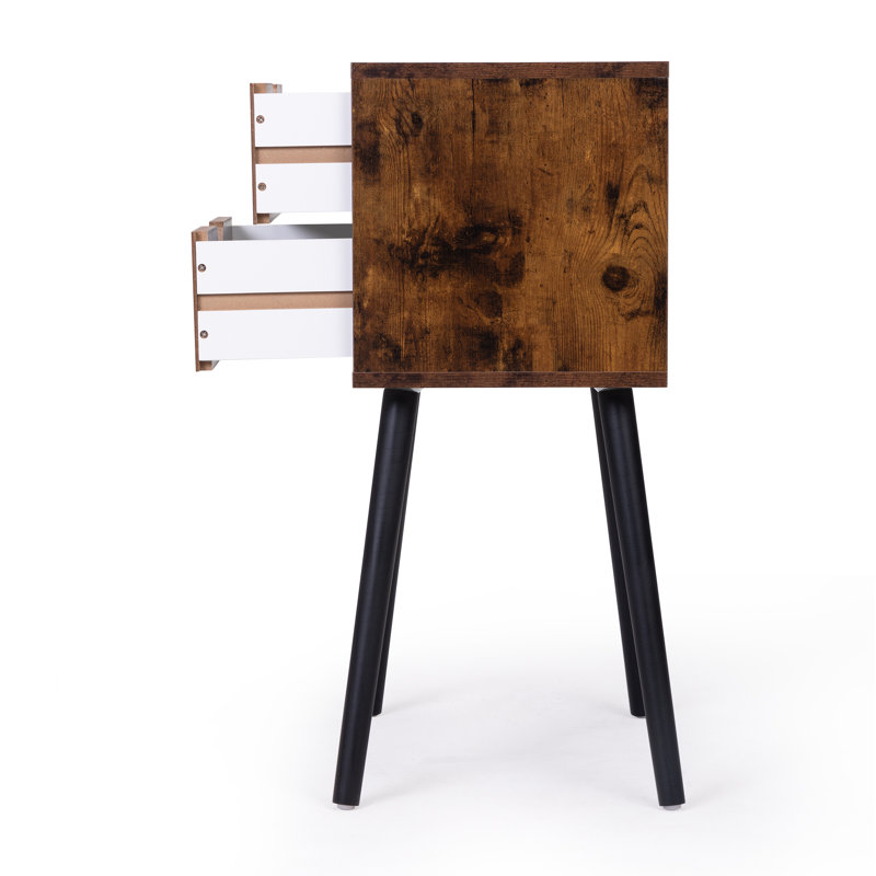 Table de chevet avec 2 tiroirs, tables de chevet avec pieds et rangement en bois massif, table de bout, table d'appoint, meubles de chevet pour chambre à coucher, salon