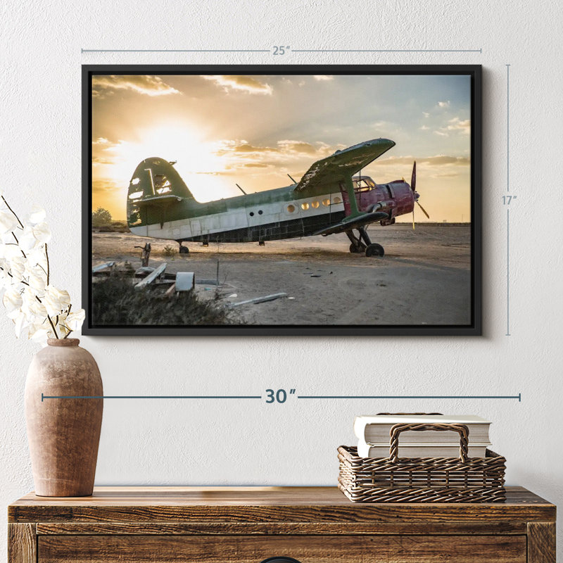 "Art mural ancien avion", H 17 po x l 25 po