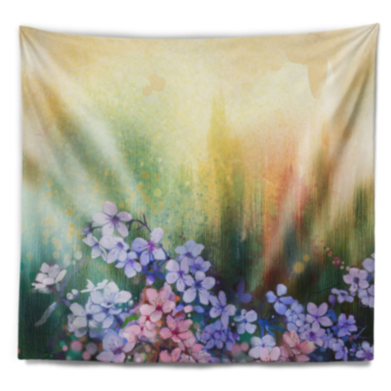 Sakura rose en tapisserie couleur douce, H 78 po x l 92 po