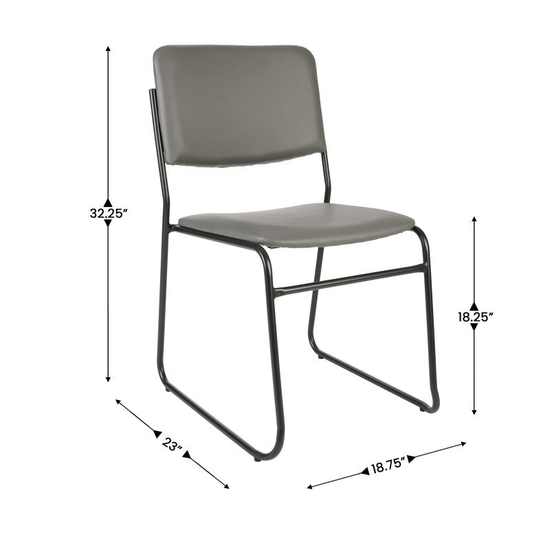 Oliverson Stacking Lobby Chairs with Padded Seats and Backs, Grey