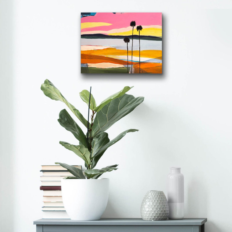  «Where The Palms Sway 1» par Jan Weiss, art mural en verre acrylique, 16 po x 12 po