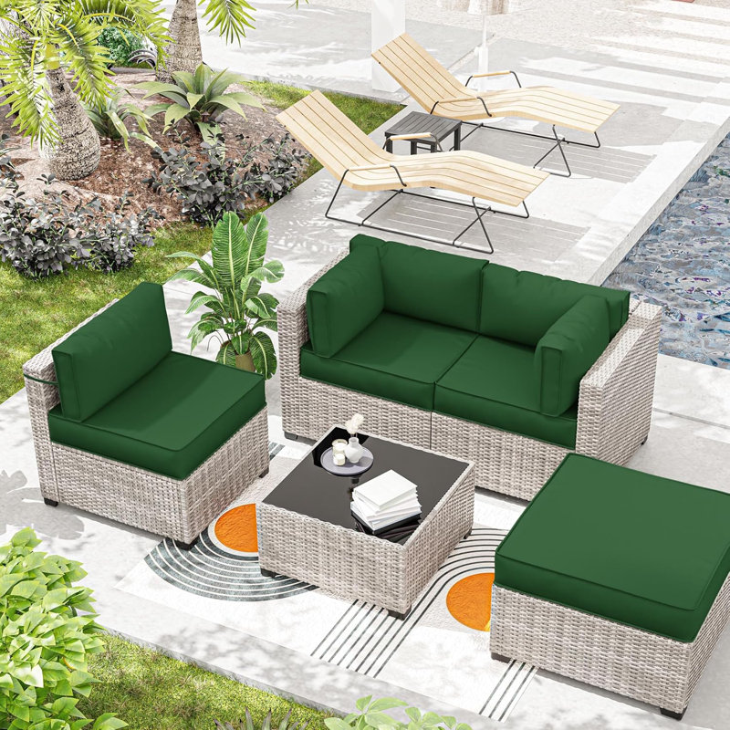 9 Pcs Outdoor Patio Cushions Covers With 4 Size，Covers Only, Green