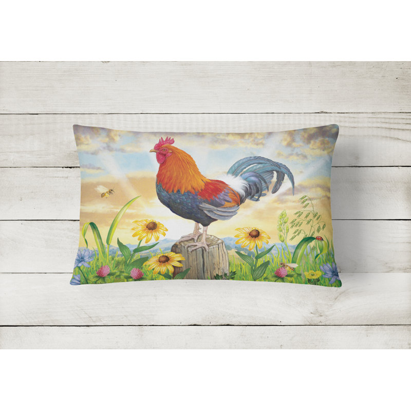 Outdoor Throw Pillow, Rooster at Dawn
