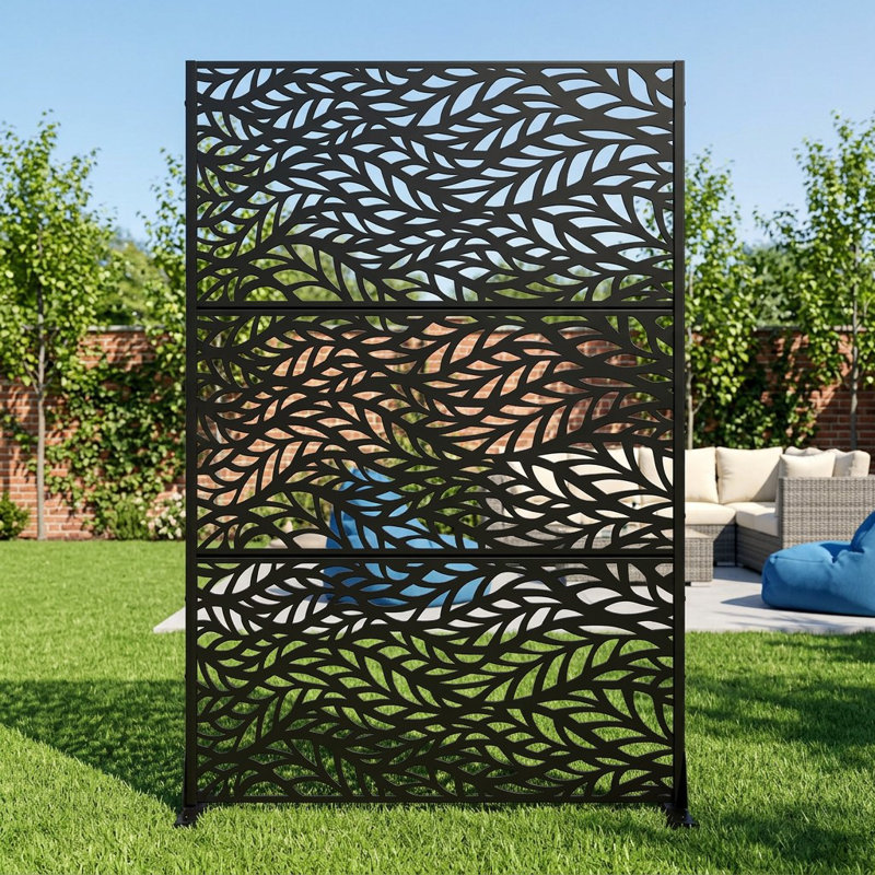 Freestanding Steel Privacy Screen Fence Panels Metal Trellis Outdoor Divider for Patio, Balcony, Backyard, Pool, Indoor Room