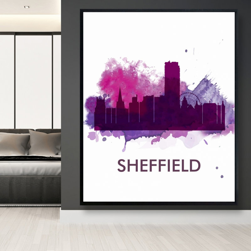 «Sheffield City Color Splash Silhouette», reproduction sur toile