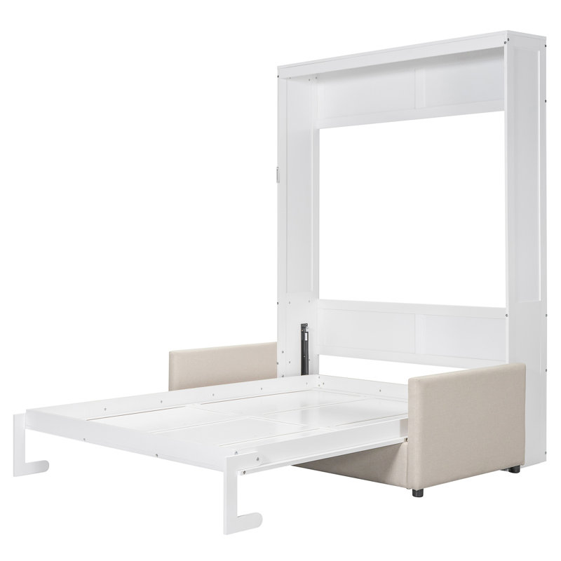 Lit escamotable mural Murphy avec coussin, Blanc, Grand