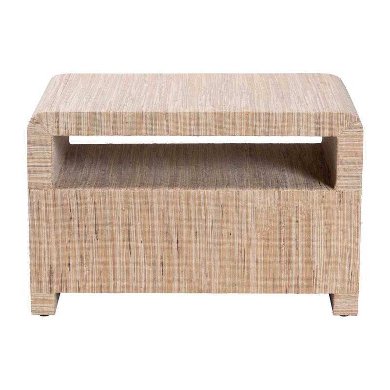 Bali & Pari Hannah Bohemian Woven Grasscloth 1-Drawer Nightstand