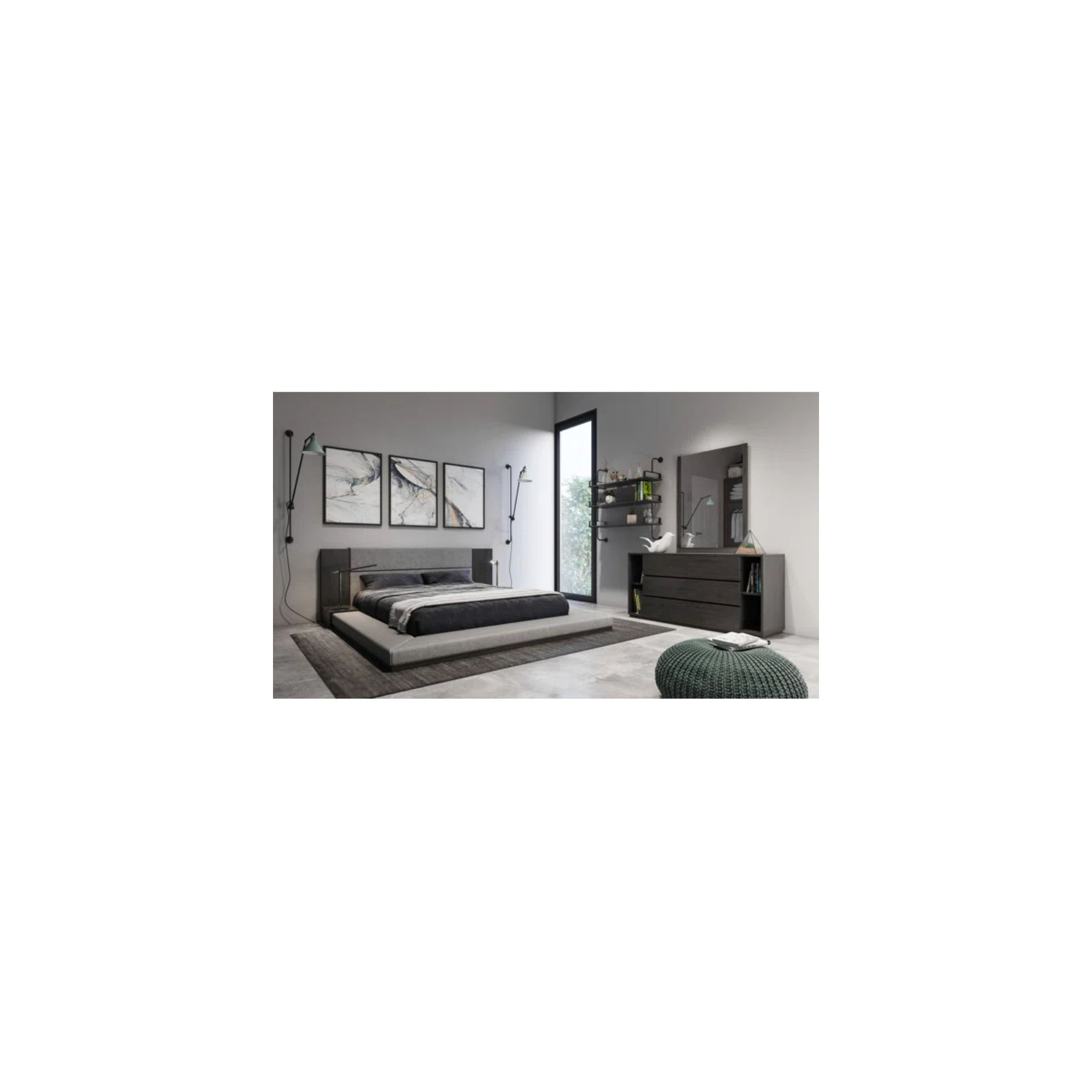 Amalie Bedroom Set, California King, Gray